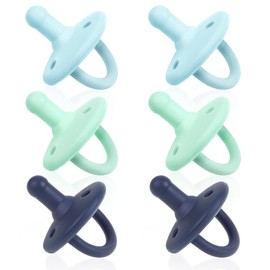 Kosiy Sweet Child Baby Soother Pacifier | Juego de 6 pacifiers de silicona con mango plegable | Dos orificios de aire para mayor seguridad | para niños o niñas recién nacidos 0-6 meses