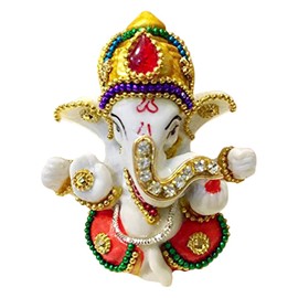 Karigaari Resine Stone God Ganesha Idol (White)