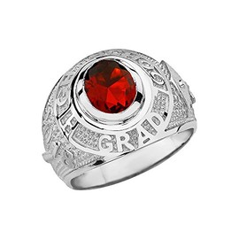 Claddagh Gold Sterling Silver July CZ Birthstone High School Class of 2018 Graduation Ring (Size 6.5)