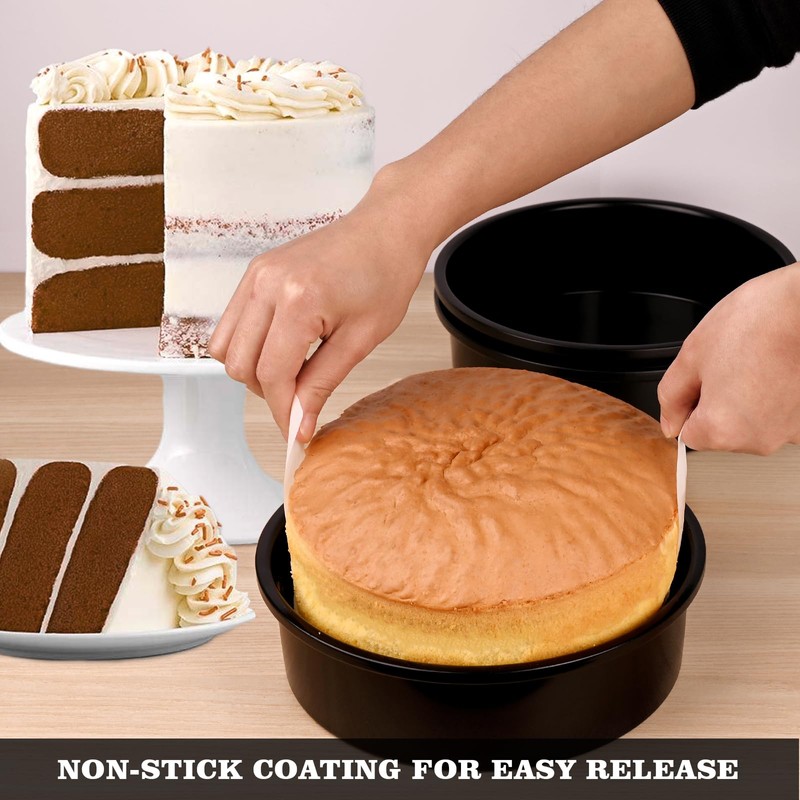 HUAKENER 8 Inch Cake Pan - Set of 3 Round