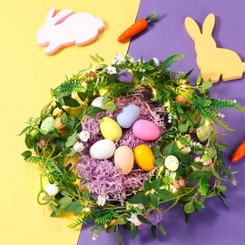 6 FT Lighted Easter Garland Artificial Garlands with Easter Egg 20 LED Lights Floral Garland, Spring Easter Decorations for Home Kitchen Mantle Fireplace Indoor Outdoor Holiday Easter Party