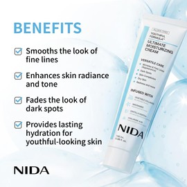 NIDA Youthful Formula Crema Hidratante Ultimate, 3.38 fl. oz. Centella Asiatica, Niacinamida, Ácido Hialurónico, Colágeno, Arrugas y Líneas Finas