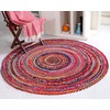 Second Nature Online Sundar Small Round Braided Fabric Rug Hand