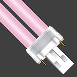 Helios 2PC 9 Watt 6 Inch Plug-in Fluorescent Power Compact Light Bulb 2-Pin Universal Replace (8000K True Grow(Pink/Pink))