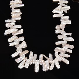 Unbranded Fresh Water White Keshi Biwa Sticks Top Drilled Beads 6-8mmx20-25mm 15.5''Strand