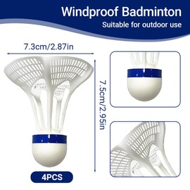 IKOPFLN 4 Stück Winddicht Badminton Sport Training Badminton Federbälle, Badminton Bälle für Spieler aller Niveaus, Fitnessstudio,federbälle für draußen(Weiße)