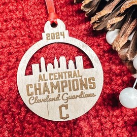 American League Central Champs, Cleveland Guards, 2024 Guardian AL Central Champions, Cleveland Ohio, Tribe Ornament 2024, Cleveland Skyline