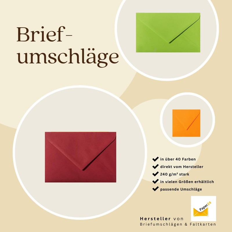 Paper24 -25 DIN C5 Envelopes - (162 x 229 mm),