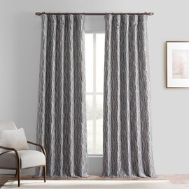 HPD Half Price Drapes Tiger Stripe Faux Silk Jacquard Room Darkening Curtains - 108 Inches Long Curtain for Bedroom & Living Room, Rod Pocket Design (1 Panel), 50W x 108L, Tiger Stripe Grey