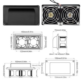 LHCDQSKCW 2 PCS RV Side Vent Fan, 12V 25W Air Vent Ventilation Exhaust Fan, Caravan Motorhome Trailer RV Accessories for Camper Trailer Boat Marine Yacht, Black