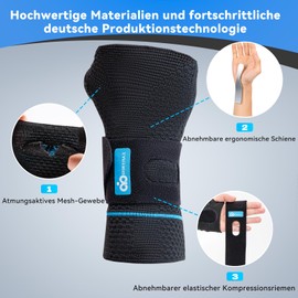 INDEEMAX Wrist Support with Metal Bionic Carpal Tunnel Splint, Breathable Wrist Bandages for Arthritis, Tendonitis, Wrist Bandage Women Men (Right Hand, M)