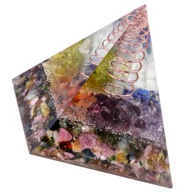 KYEYGWO Tourmaline Energy Pyramid Gemstone with Copper Wire, Reiki Crystal Pyramid Healing Stone for Chakra Healing, Meditation and Home Decoration