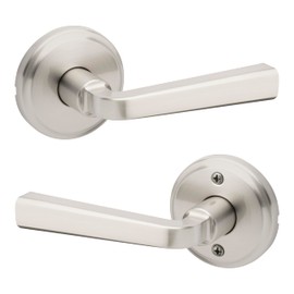 Weiser Trafford Satin Nickel Door Handle, Reversible Passage Lever, Interior Door Handles for Hall and Closet Door, Non-Locking Hall/Closet Door Handles, Traditional Home Décor