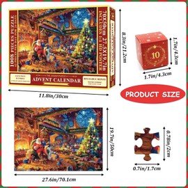 Advent Calendar 2023 Christmas Jigsaw Puzzle for Kids and Adults Xmas Gift,1008 Pieces Xmas Puzzles in 24 Box 24 Days Christmas Countdown Jigsaw Puzzles Santa Claus Puzzles for Home Wall Decor