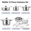 Wodillo 15-Piece Cookware Set,Stainless Steel Pots and Pans Set, Nonstick