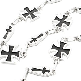 UNIQSUM Coffin Cross Maltese Cross Charm wallet chain Biker Punk Key chain Keyring SJ68 (Silver)