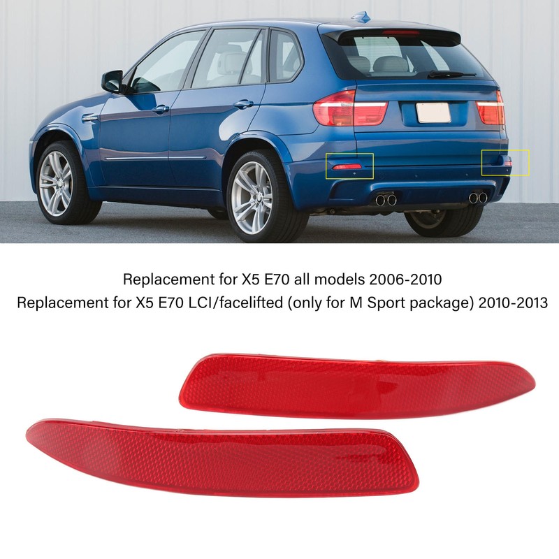 2PCs Rear Bumper Reflector 63217158949 Replacement For X5 E70 All
