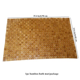 HJJKKH Bamboo Bath Mat with 23.6X35.4 inch,Nature Bamboo Wooden Bathroom Mat,Non Slip and Foldable Floor Shower Bath Mat for Bathroom,Bathtub,Shower,Sauna,Hot Tub