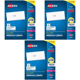 Easy Peel White Address Labels w/ Sure Feed Technology, Laser Printers, 1 x 2.63, White, 30/Sheet, 100 Sheets/Box, Sold as 3 Pack