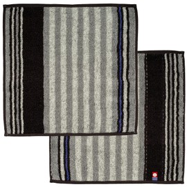 Nishio IBT-505-04-2P Imabari Towel Certified Hand Towel, Men's, Set of 2, Made in Japan, 100% Cotton, 9.8 inches (25 cm), Double-Sided Pile, Water Absorbent, Striped, Vertical Stripe Pattern
