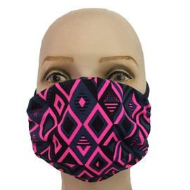 Delicate Illusions Reversible Family Stretchy Washable 2 Ply Comfy Ear Loop Multi Purpose Face Mouth Cover Small Child (4-8 years) Pink Aztec/Psych