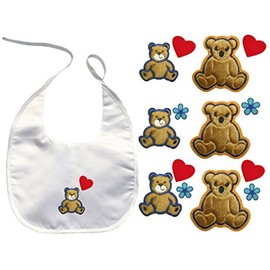 Unotux Baby Toddler Boy Girl unisex White Bib Kaylee Firefly Cute Bear Embroidery Patch (Bear # 1 only)