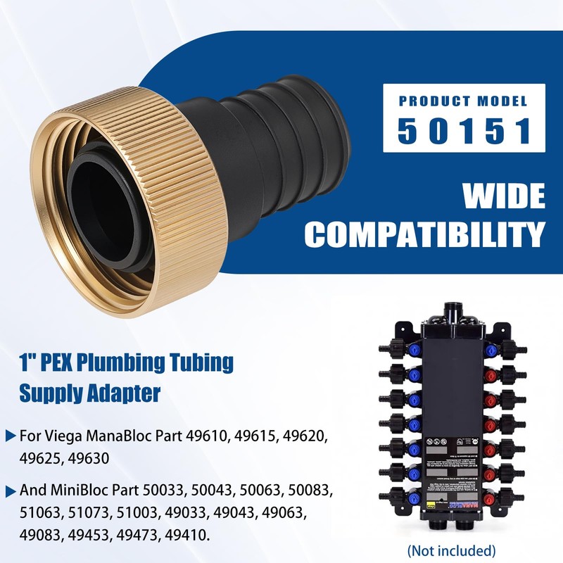 50151 1" PEX Crimp Supply Adapter for Viega ManaBloc and