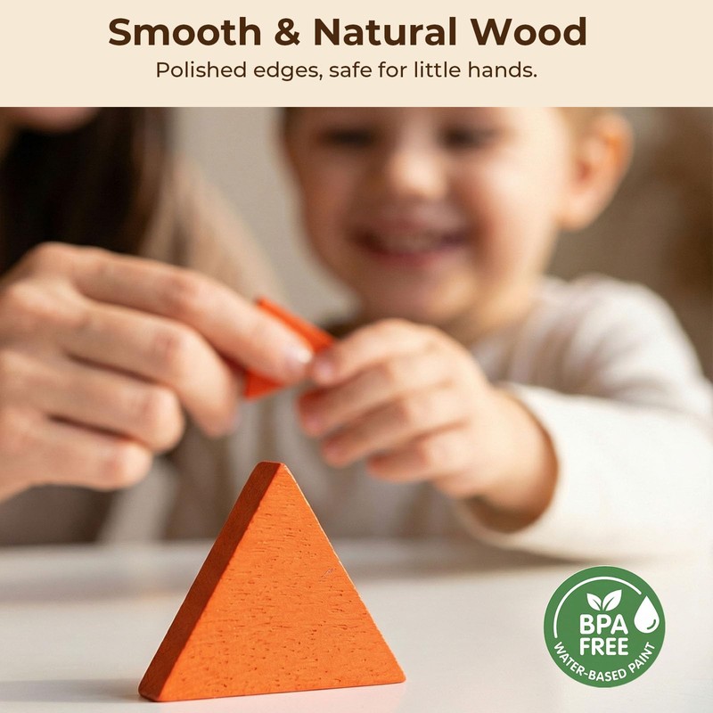 LovesTown 209 PCS Shapes Wooden Pattern Blocks for Kids, Geometric
