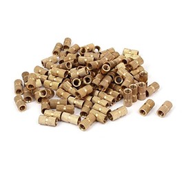 Aexit M16 x Nails, Screws & Fasteners 16mm x 8.3mm Brass Threaded Round Insert Embedded Knurled Thumb Nut & Bolt Sets Nut 100PCS