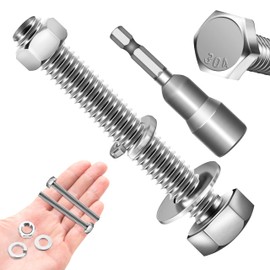 (12 Sets) 1/4-20 x 2 Hex Head Screws Bolts and Nuts Kit with 1/4-20 Bolt, 1/4-20 Nuts, Flat & Lock Washers, Fully Threaded, 1/4 20 Stainless Steel Bolts, Bright Finish by Marysino