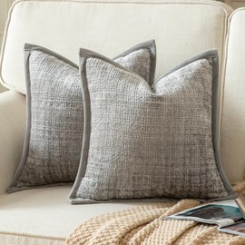 Yaertun - Juego de 2 fundas de almohada decorativas con textura de felpilla sólida, funda de cojín suave y acogedora con parte trasera de terciopelo para sofá, cama, sala de estar, 18 x 18 pulgadas