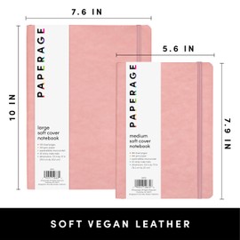 PAPERAGE Softcover Lined Journal Notebook (Blush), 160 Pages, Medium College Ruled Notebook, 5.6 inches x 7.9 inches - 100 GSM Thick Premium Paper, Soft Vegan Leather Journal for Home, Work & School