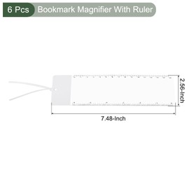 YOKIVE 6 Pcs Bookmark Magnifier with Ruler, 3X Magnifying Ruler | Magnifying Sheet, Great for Reading Small Fonts Maps Books (White, 7.48-Inch)
