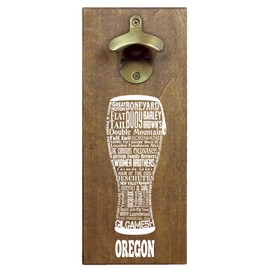 Torched State Craft Beer Typography Magnetic Beer Bottle Opener with Cap Catcher (Oregon) | Wall Mounted Bottle Opener Refrigerator Magnet | Makes a Great Gift for Men, Beer Lovers, and Collectors