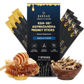 Bargad KSM-66 Ashwagandha Honey Sticks – Premium Organic Honey Infused with Adaptogenic Ashwagandha, Helps Promote Relaxation & Focus, Boosts Energy & Vitality, No Artificial Additives – 30 Count