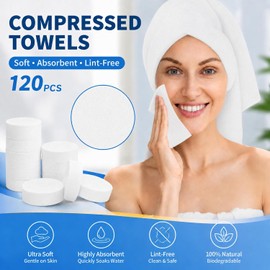 Lagincig - 120 Toallas Comprimidas Desechables Portátiles, Mini Toallas para Acampar, Viajes, Hogar, Hotel y Actividades al Aire Libre