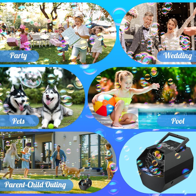 Theefun Portable Bubble Machine, Automatic Bubble Machine Children 500 ml