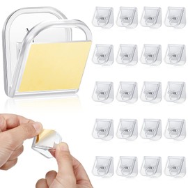 Patelai 20 Pieces Self Adhesive Clips Plastic Tapestry Sticky Spring Wall Clips for Hanging Poster Photo Classroom Teacher Office Student Home(Transparent)