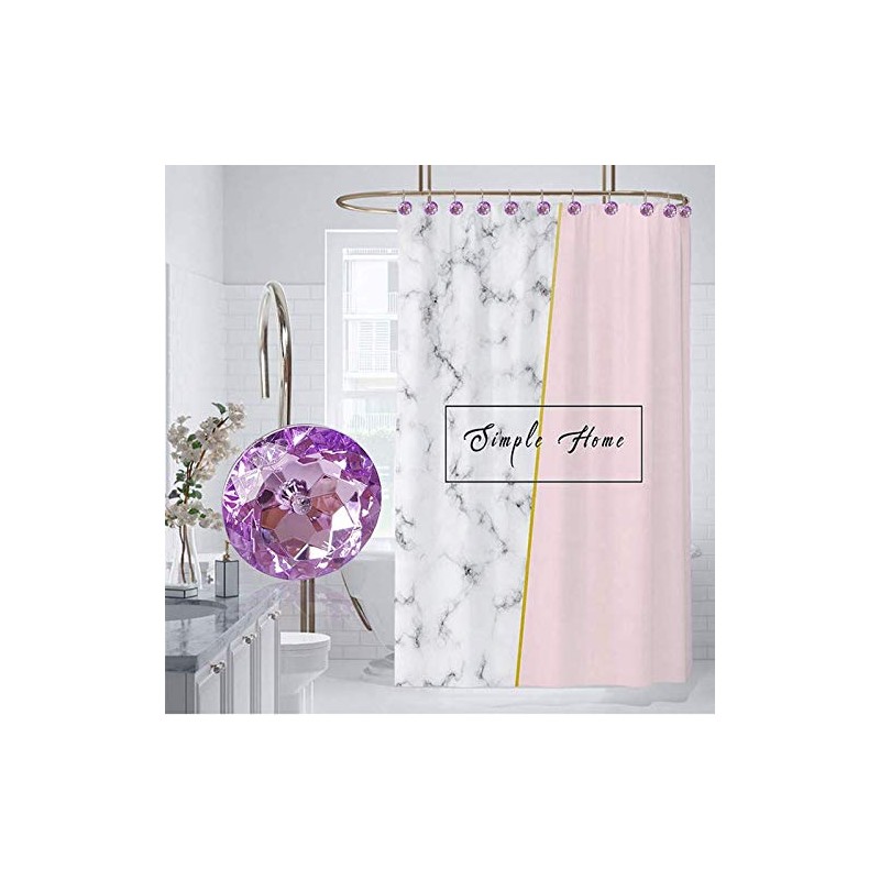 EleCharm 12 Pcs Bling Rhinestones Shower Curtain Hooks Bathroom Rolling
