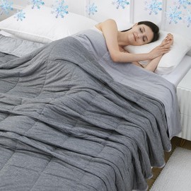 EVENHUG Cooling Blanket for Hot Sleepers Lightweight Breathable Summer Cold Blankets for Sleeping Night Sweats to Keep Cool Soft Blanket for Bed and Couch Sofa (Grey, 79 "x 86")