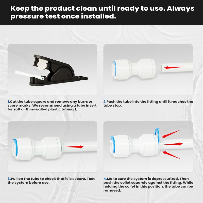 Professional 1/4" OD Tubing Water Line Kit for Refrigerator Ice