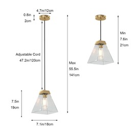 baunoisk Gold Pendant Light, Mid-Century Modern Pendant Light with Glass Tempered, Brushed Brass Glass Pendant Light Fixtures for Kitchen Island, Hanging Lighting for Dining Table Hallway