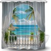 HUSPWP Ocean Beach Shower Curtain, Tropical Hawaiian 70x70IN