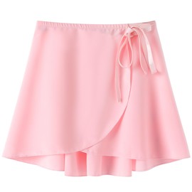 Tottog Ballet Dance Wrap Skirt for Girls, Toddler Kids Ballerina Chiffon Lace-Up Skirt Pink