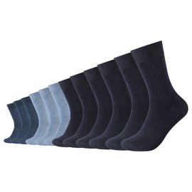 Camano Unisex Socks Comfort Cotton Crew Pack of 12 35-38 39-42 43-46 Black Grey Blue, Navy Mix (5997)