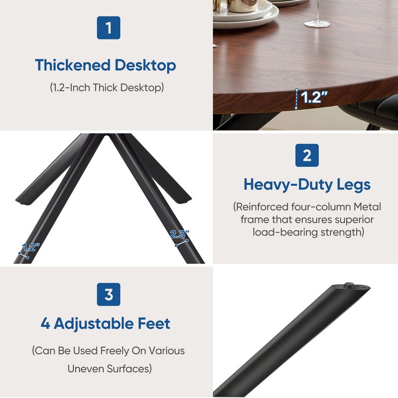 Modern Round Solid Wood Dining Table with Waterproof Durable Design