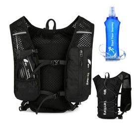 Running Vest for Men and Women, Adjustable Chest Straps, Hydration Pack Vest with 500 ml Water Bottle, Ultralight Reflective Running Vest, Hydration Pack, Lightweight Hydration Vest for Marathon