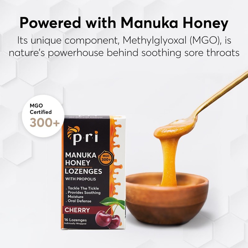 P.R.I Manuka Honey Lozenges with Propolis, Soothing Cough and Throat