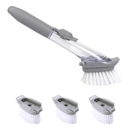 1 Piece Dish Brush with 4 Brush Heads, Cleaning Brush Accessories, Multifunctional Cleaning Brush, Washing Brush with Dispenser, Kitchen Brush, Dish Brush