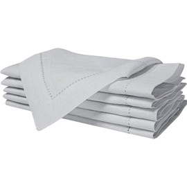 Servilletas de 100 % lino, para cena, bodas y Acción de Gracias, con vainica y paquete minorista de regalo, servilletas de tela de algodón, lavables a máquina, juego de 4, gris vapor